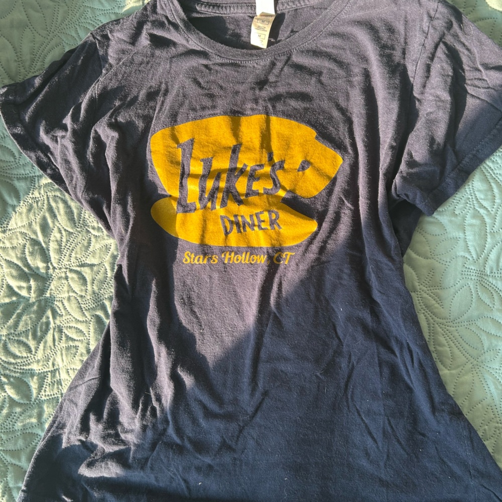 Gildan Navy Blue Tee with Yellow Graphic